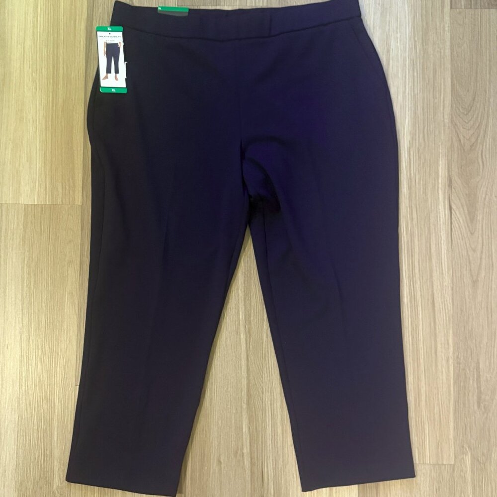 Hilary Radley Mid-rise Slim Leg Pants. Navy Blue  XL